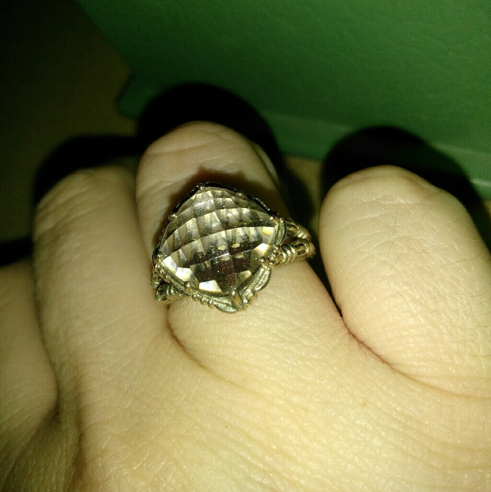 VINTAGE 925 STERLING SILVER WHITE TOPAZ RING